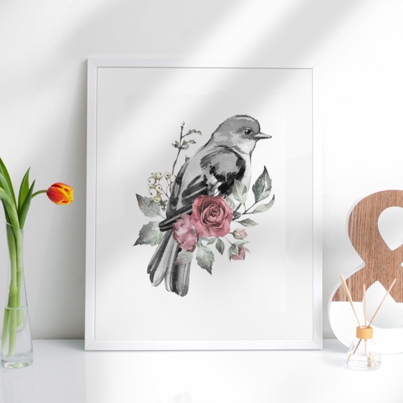 Watercolor Illustration Cute Bird Wall Art Print Poster UNFRAMED - Picture 6 of 10